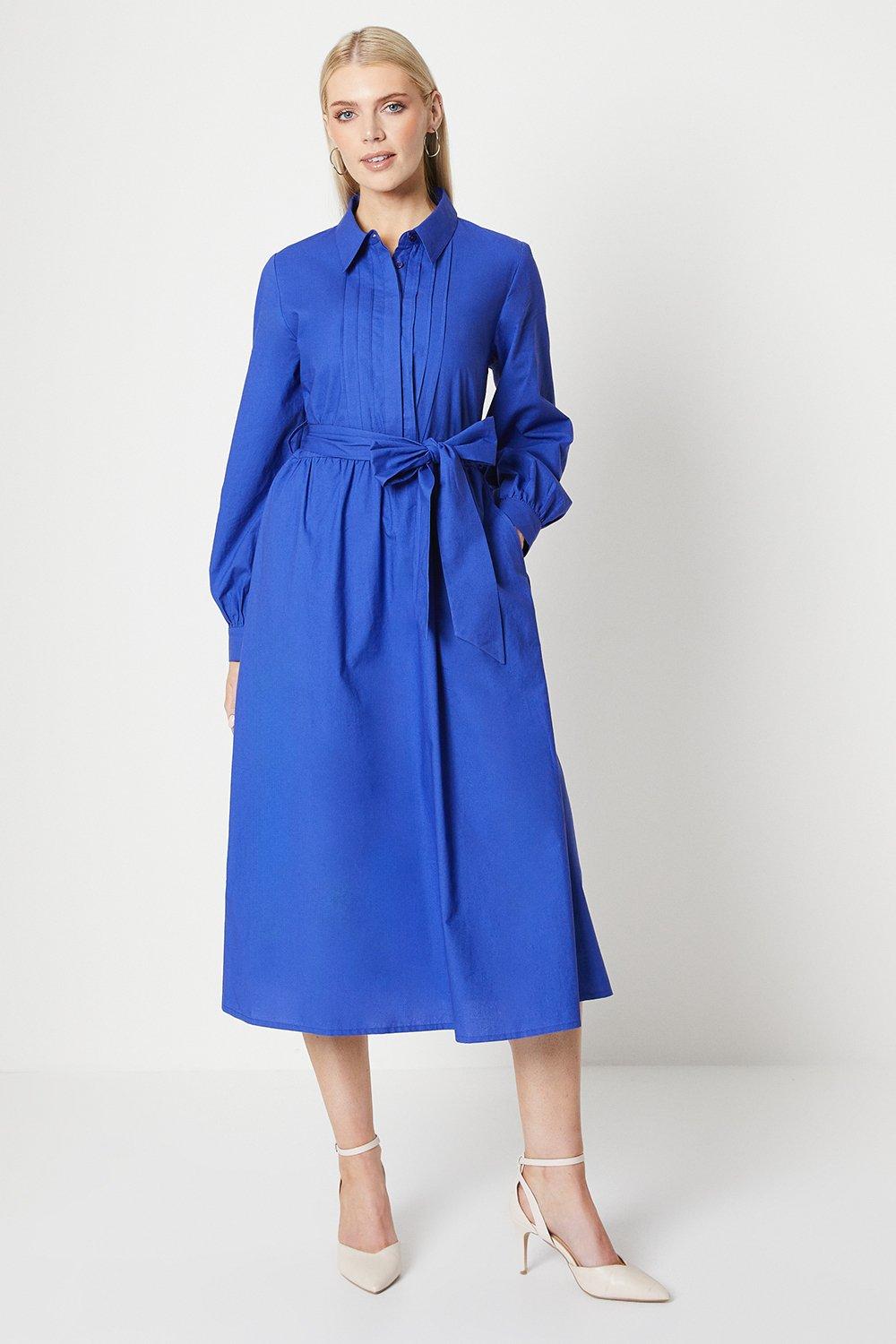Платье-рубашка миди с оборкой спереди и поясом Debenhams, синий icontemporary платье с оборкой белое