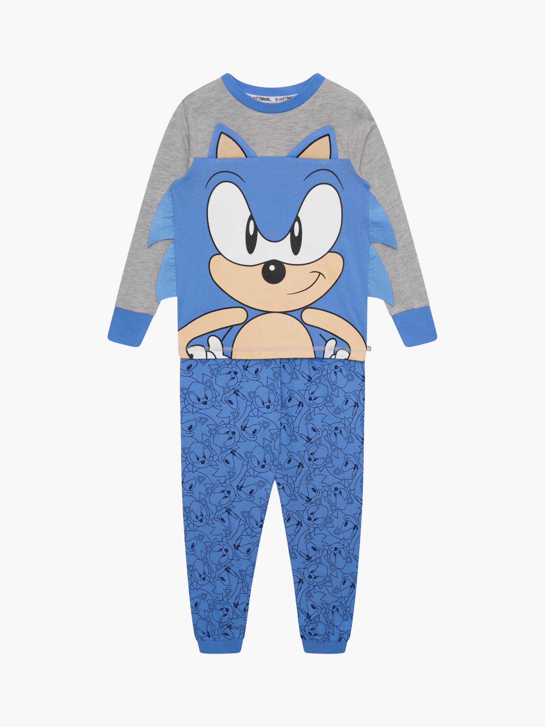 Детская пижама Ежик Соник Brand Threads, синий мягкая игрушка тейлз майлз прауэр из фильма и игры соник sonic 28 30 см