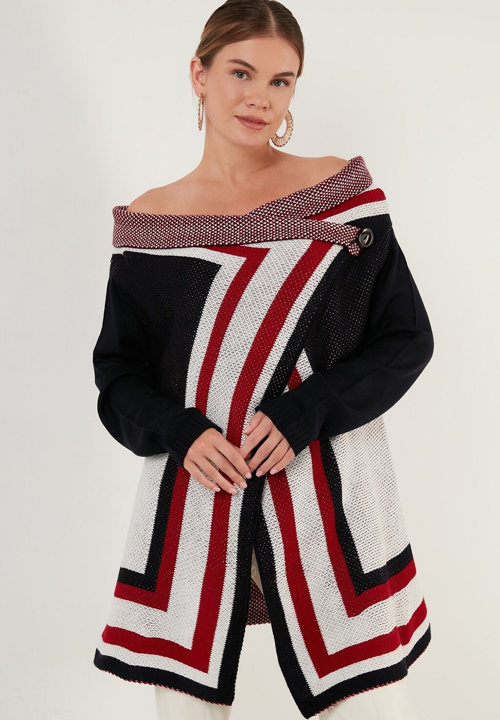 

Кардиган LELA Regular Fit, темно-синий/белый/красный, Красный;серый