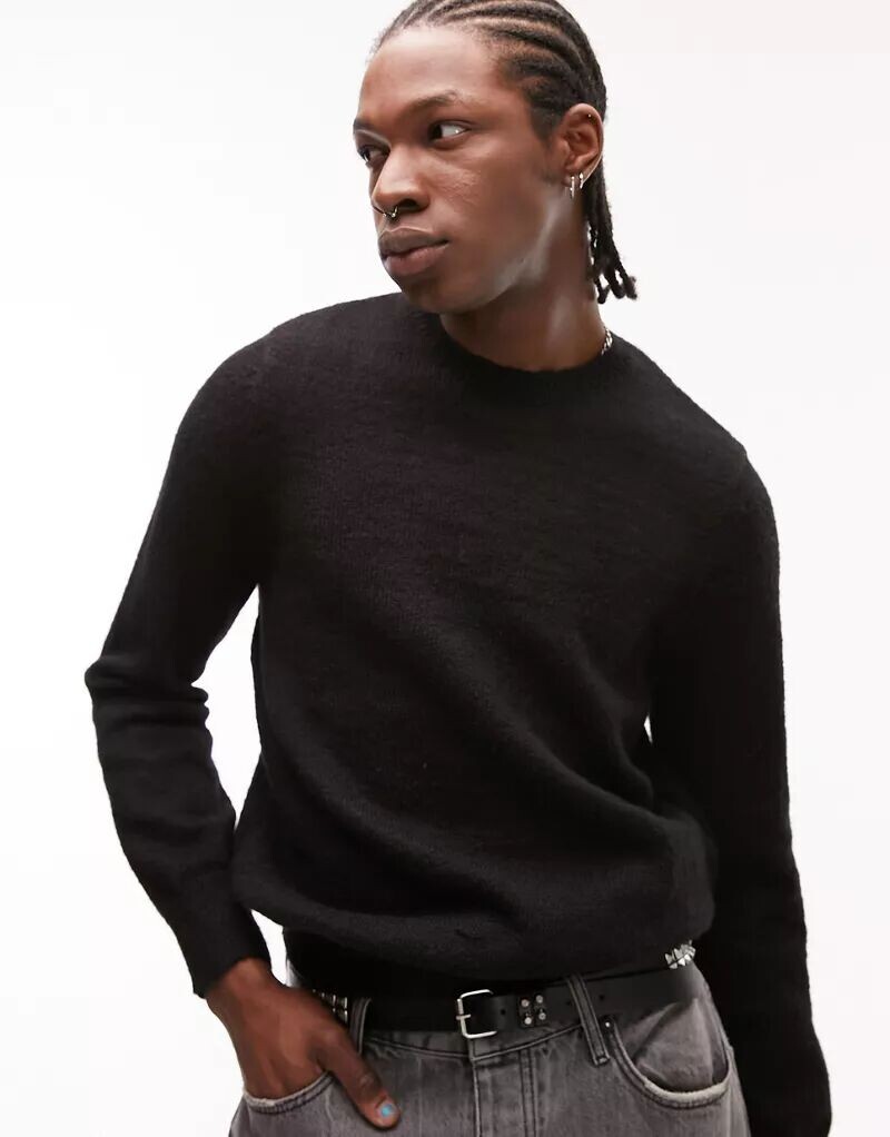 

Черный джемпер с круглым вырезом Topman