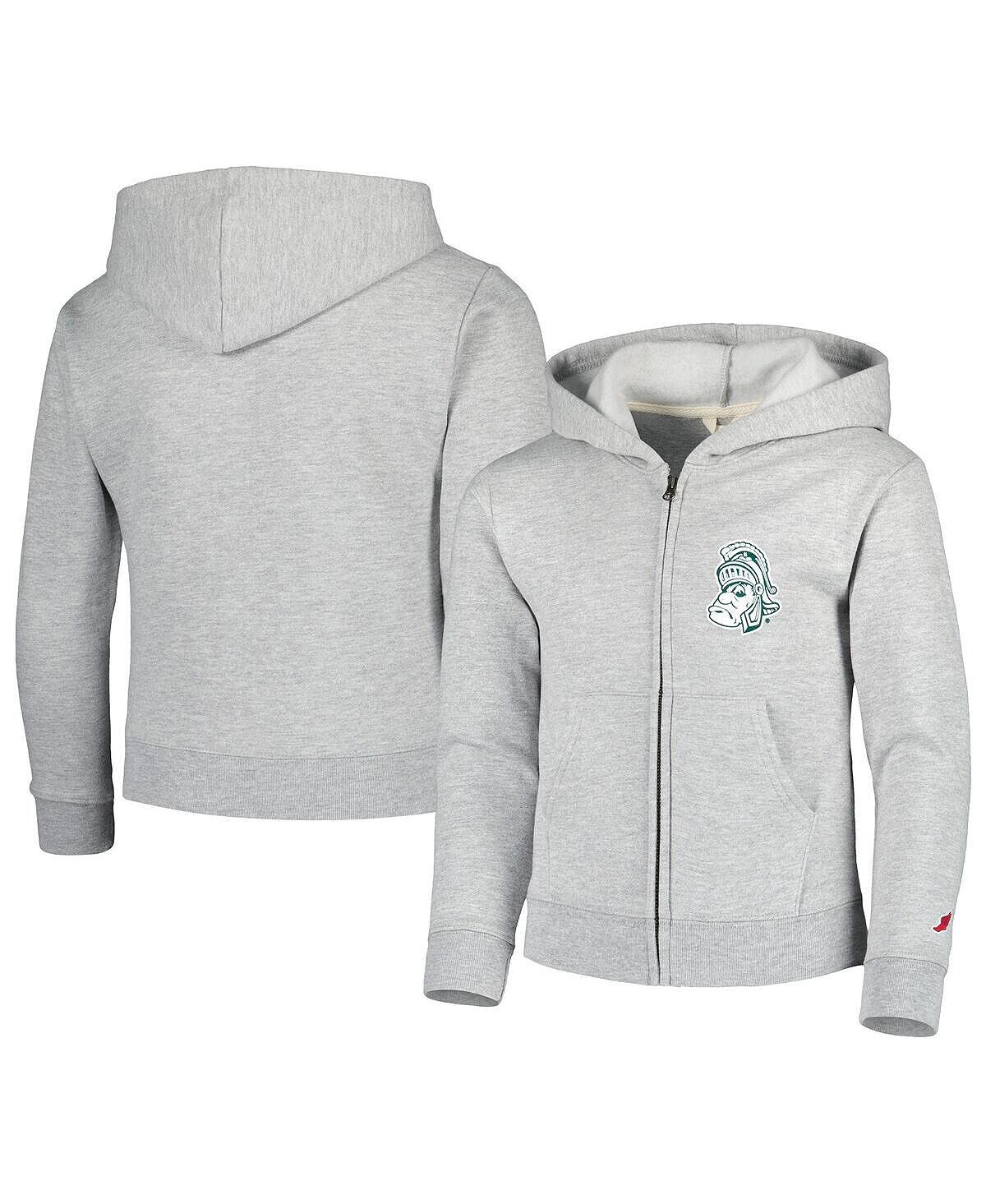 

Толстовка с молнией во всю длину Big Boys Heather Grey Michigan State Spartans League Collegiate Wear