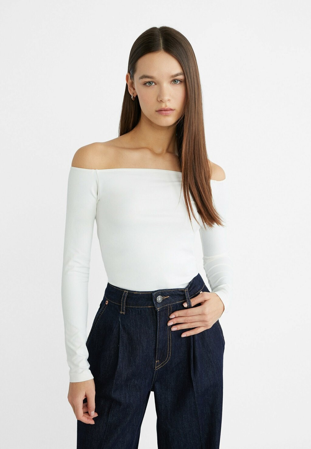 

Блузка с длинными рукавами Stradivarius, белый