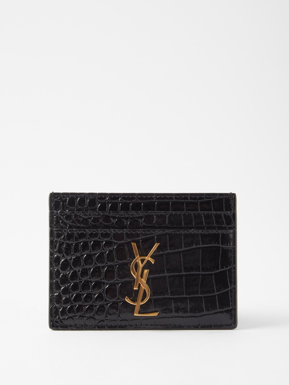 

Картхолдер cassandre из кожи под крокодила Saint Laurent, черный