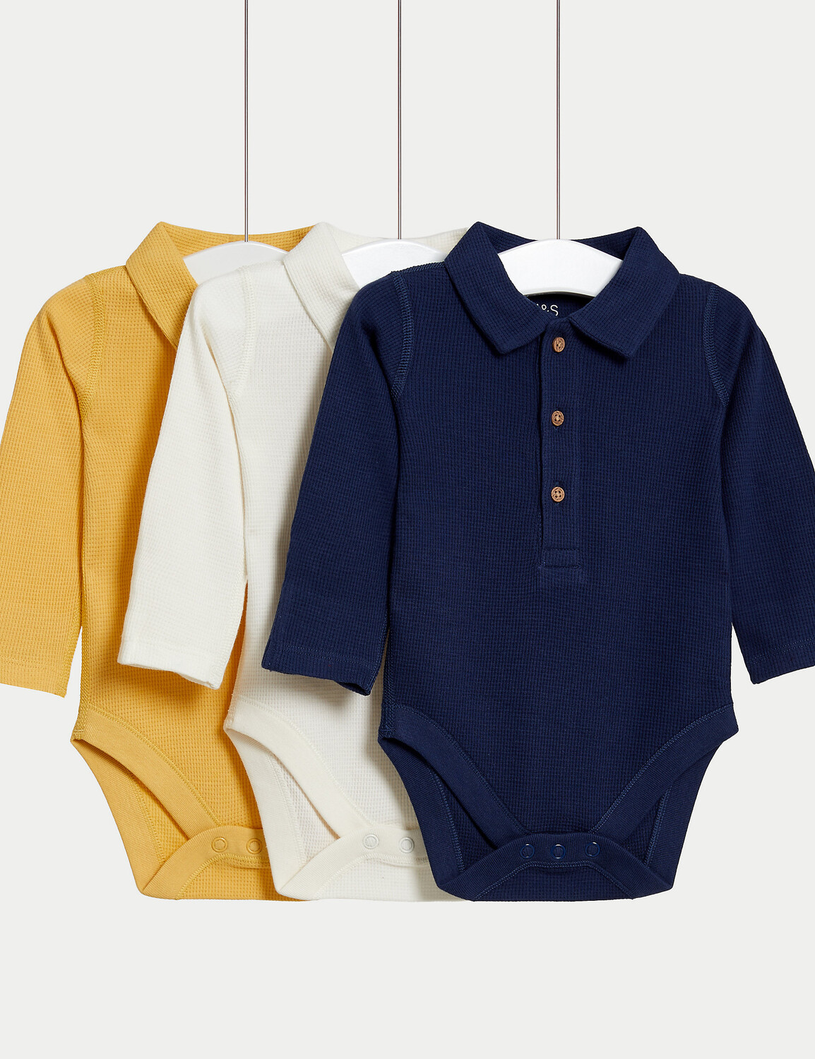 

3 комплекта боди из чистого хлопка (6½ фунтов – 3 года) Marks & Spencer, индиго микс
