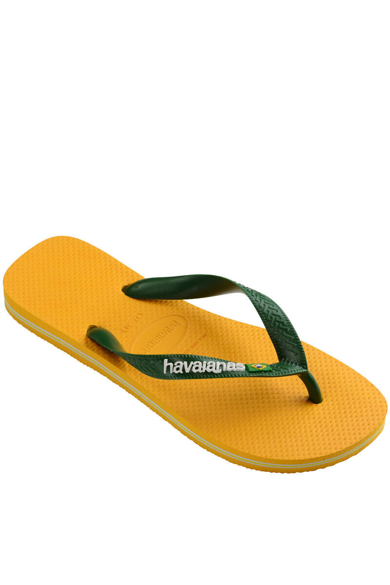 

Хав шлепанцы. Логотип Бразилии Havaianas, желтый