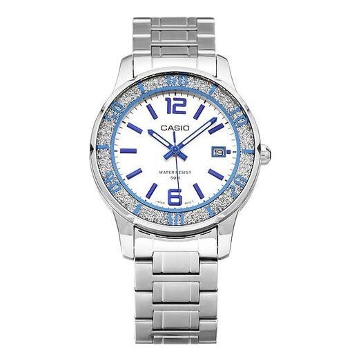 

Часы CASIO Waterproof Stainless Steel Strap Blue/White Analog, синий