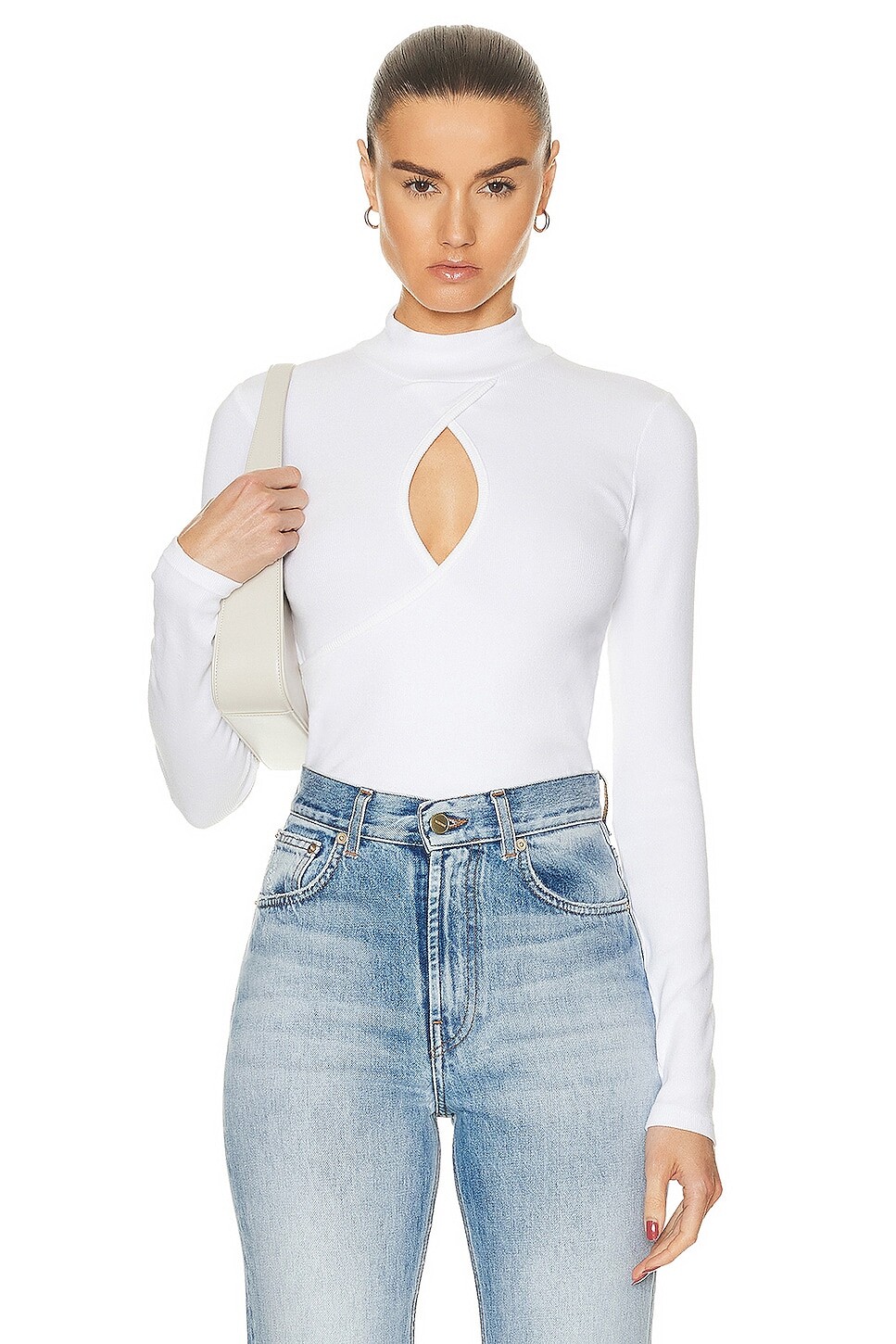 

Топ Re/Done Keyhole Mock Neck, слоновая кость
