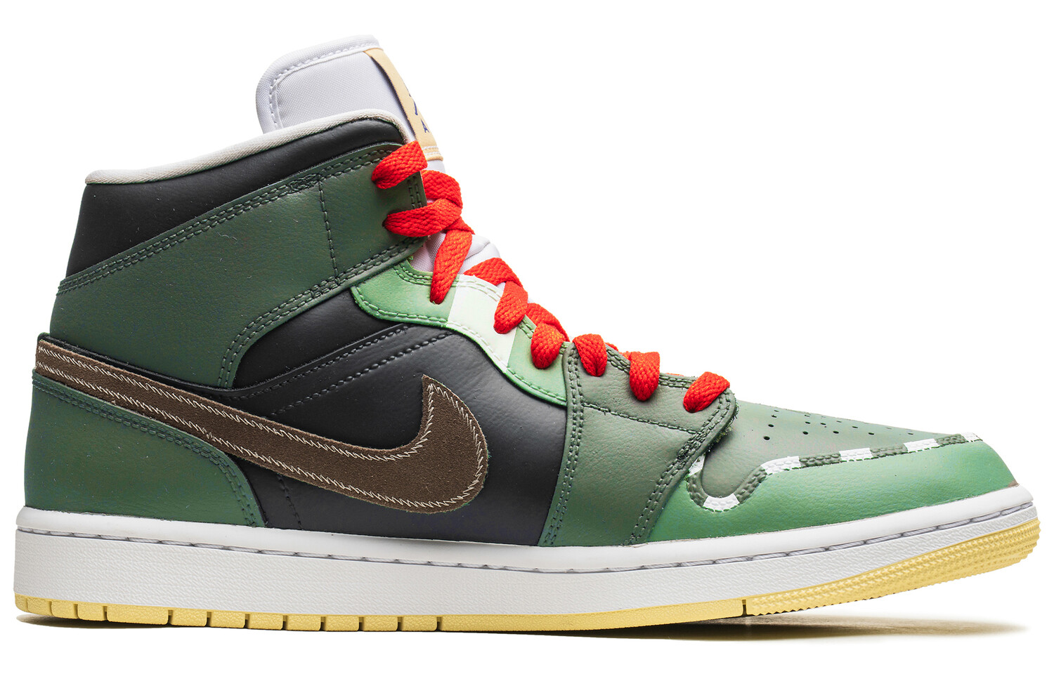 

Кроссовки Air Jordan 1 Vintage Basketball Shoes Women's Mid-top Black/green, зеленый