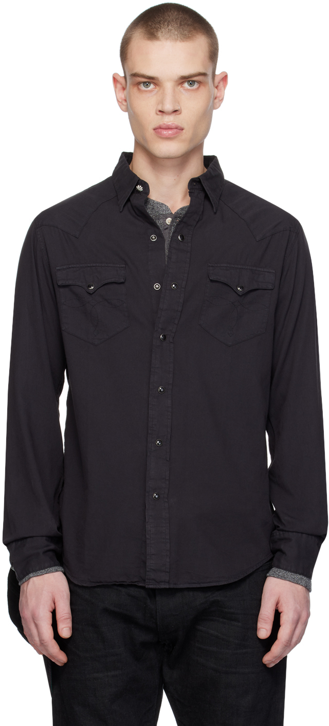 Черная рубашка, окрашенная в готовую одежду Rrl, цвет Polo black