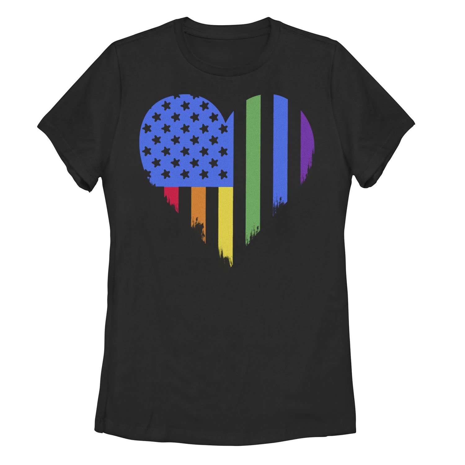 Юниорская футболка с графическим рисунком Pride American Heart Rainbow Flag Pride