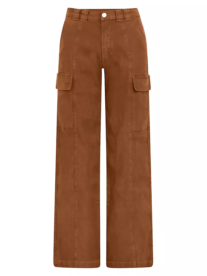 Широкие брюки-карго из льняной смеси Hudson Jeans, цвет caramel cafe