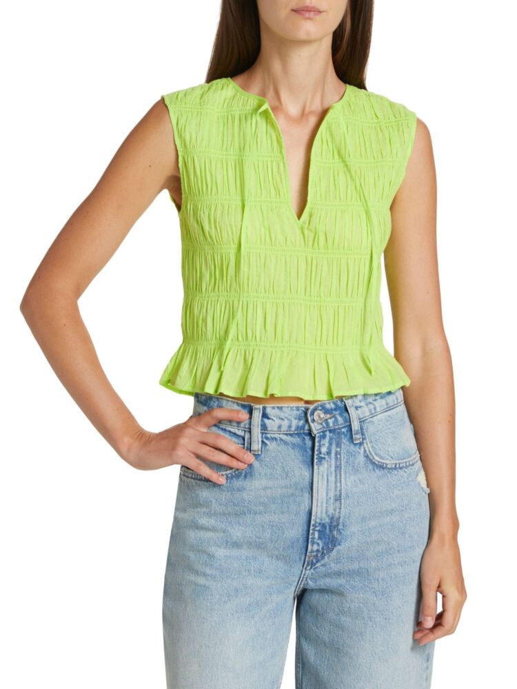 

Укороченный топ без рукавов со сборками Frame, цвет Bright Lime