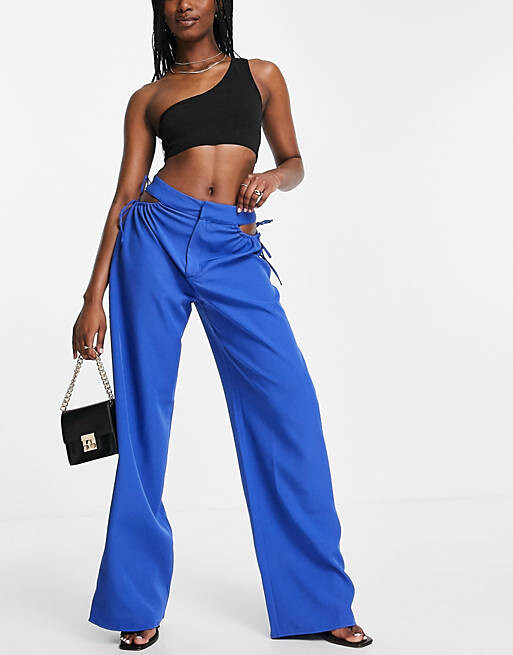 

Синие широкие брюки с вырезом на талии Missguided, Синий