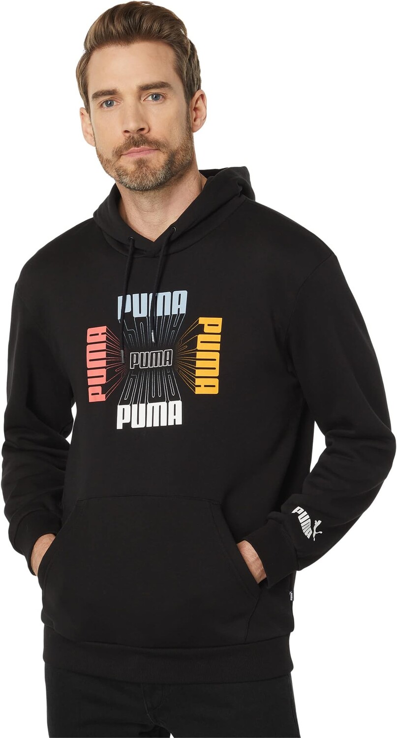 

Толстовка с повторяющимся логотипом Essentials+ и графическим рисунком PUMA, цвет Puma Black