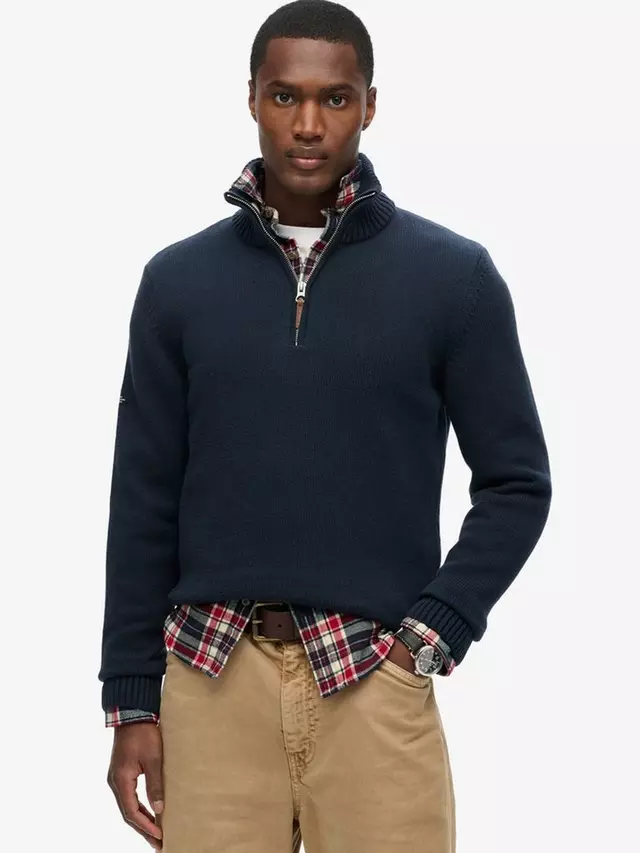 

Джемпер Superdry Cotton Knit Henley, темно-синий