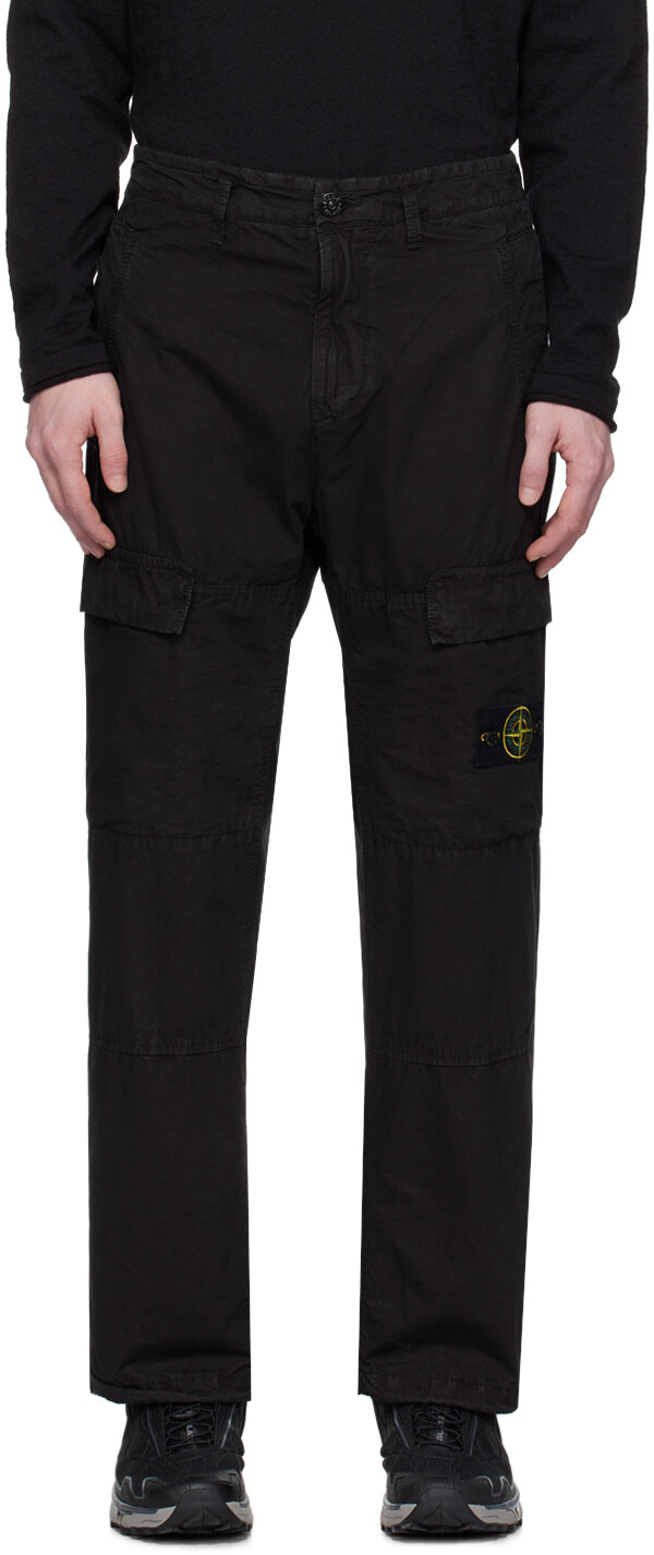 

Черные брюки-карго с нашивками Stone Island, цвет Black