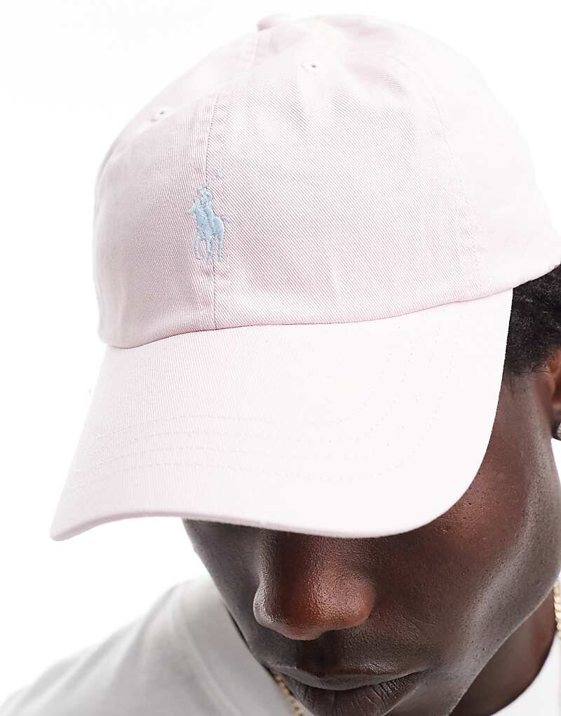 

Светло-розовая саржевая бейсболка с логотипом Polo Ralph Lauren