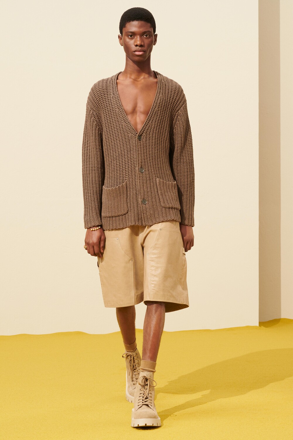 

Кардиган оверсайз из хлопковой ткани ZARA, коричневый
