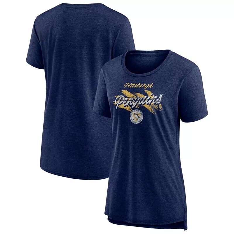

Женская винтажная темно-синяя футболка НХЛ Pittsburgh Penguins Tri-Blend