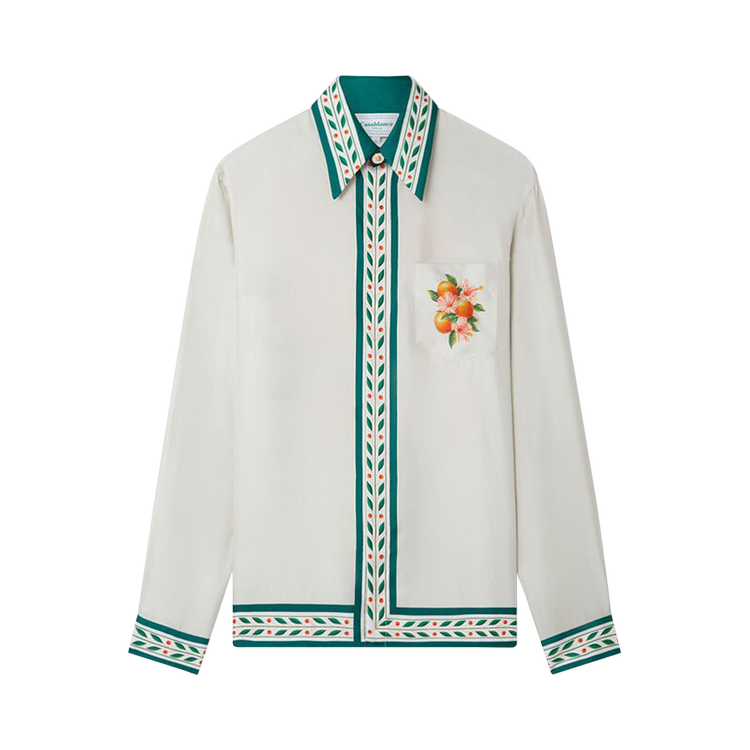 цена Рубашка Casablanca Classic Collar Long-Sleeve 'Oranges En Fleur', белый