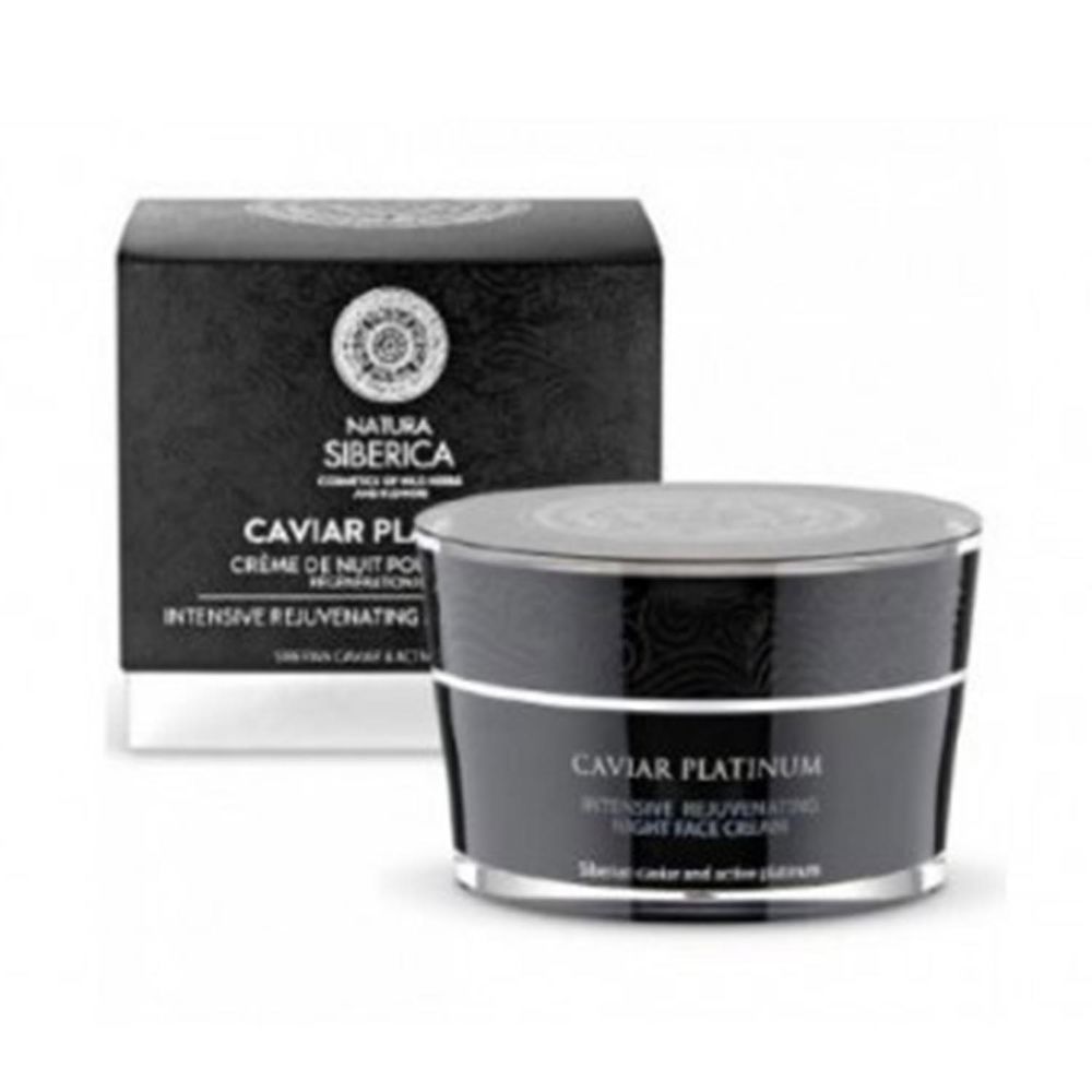 цена Крем против морщин Caviar platinum crema de noche rejuvenecedora cara y cuello Natura siberica, 50 мл