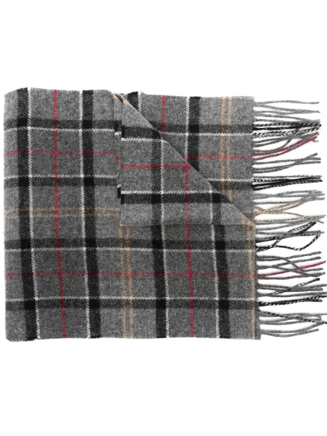

Barbour шарф в клетку тартан с бахромой, серый