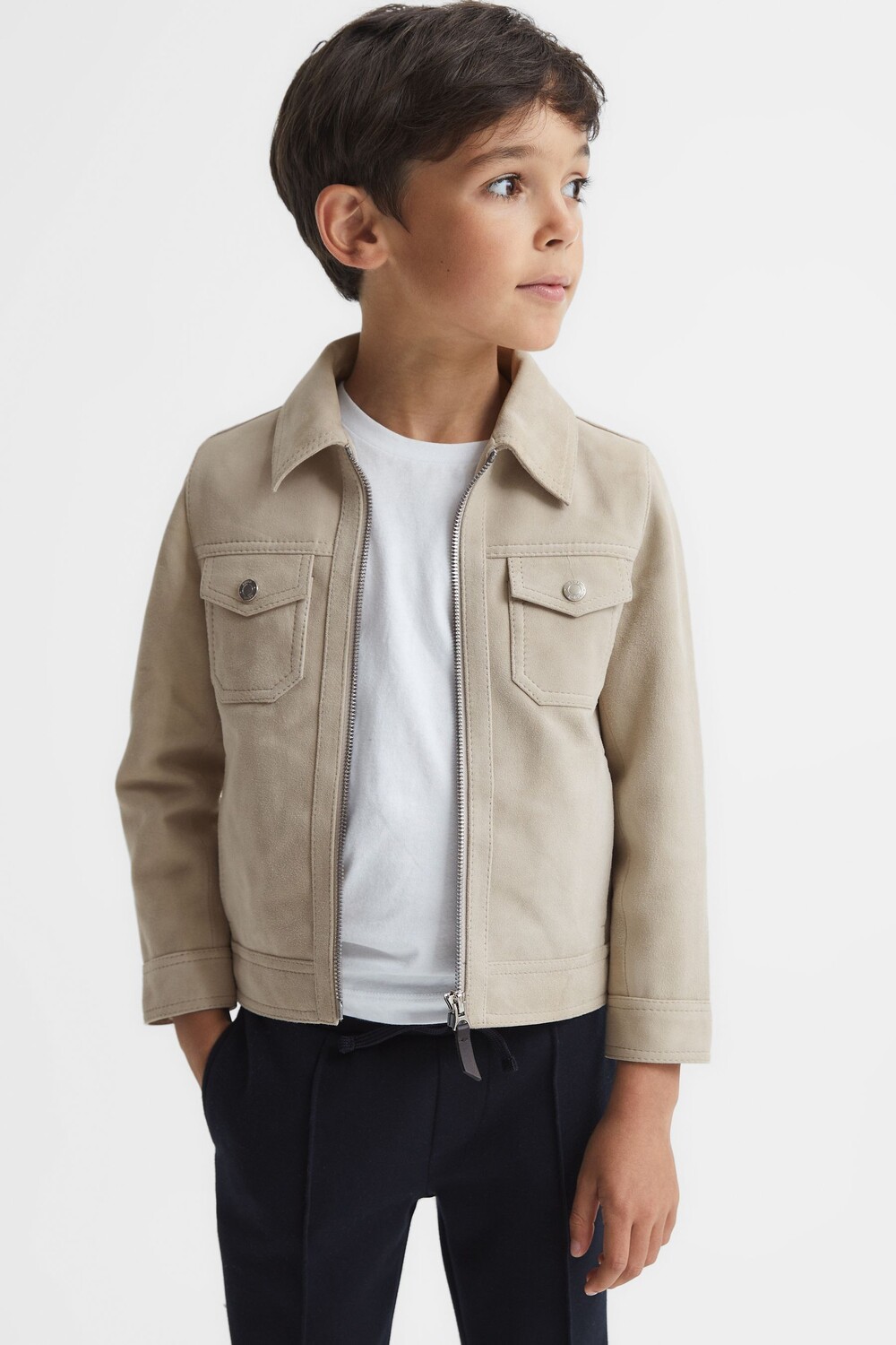 

Замшевая куртка Pike Junior на молнии Reiss, серый