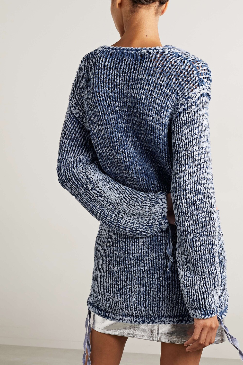 

ACNE STUDIOS Хлопковый свитер с эффектом кислотной стирки, синий