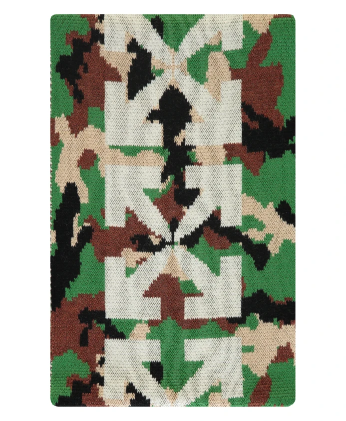 

Шарф из натуральной шерсти с камуфляжным принтом и стрелками Off White, зеленый