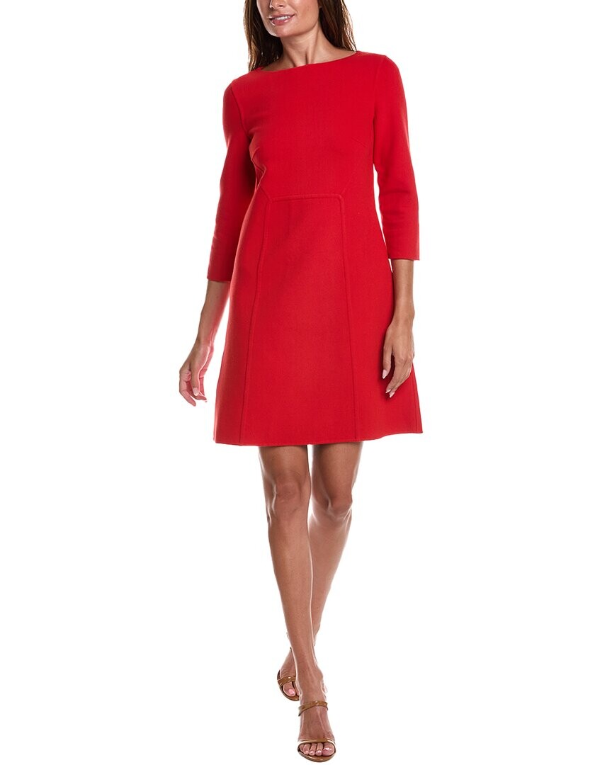 

Платье прямого кроя из смесовой шерсти Michael Kors Collection букле, красный