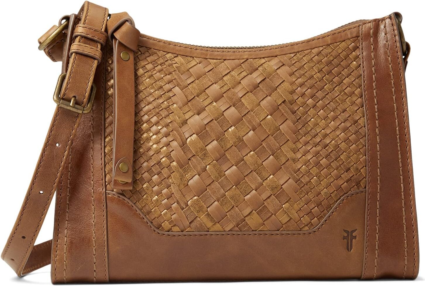 

Сумка Melissa Metallic Basket Woven Zip Crossbody Frye, цвет Cognac