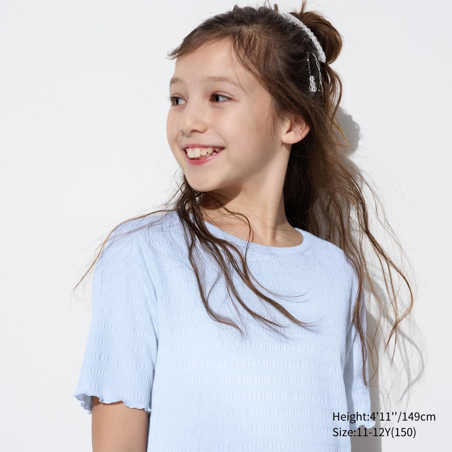 

Короткая футболка для девочки UNIQLO, светло-синий