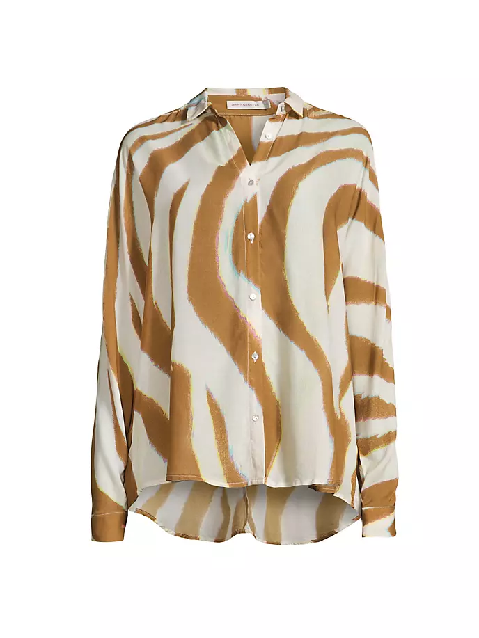 Рубашка на пуговицах из гофрированного жоржета Destinos Lenny Niemeyer Swim, цвет oryx lenny