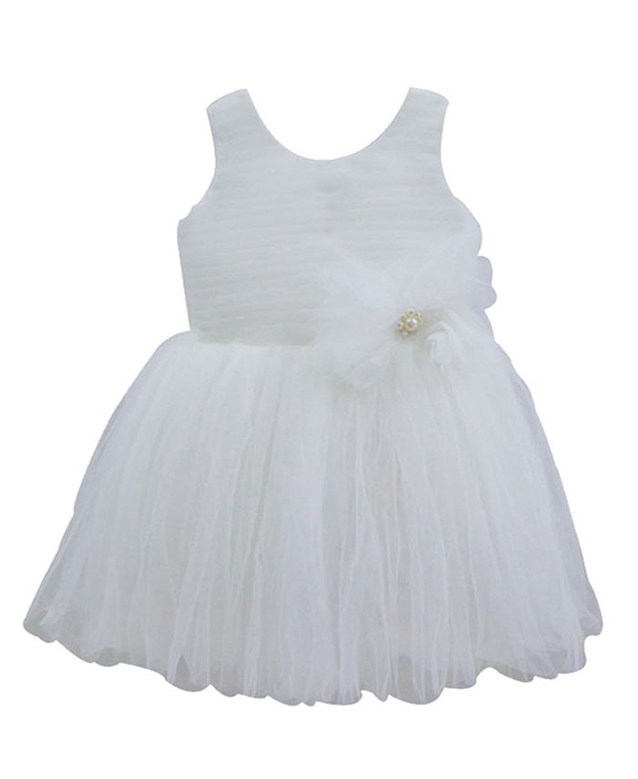 Платье-пачка без рукавов для маленьких девочек с бантом и цветком Popatu, белый