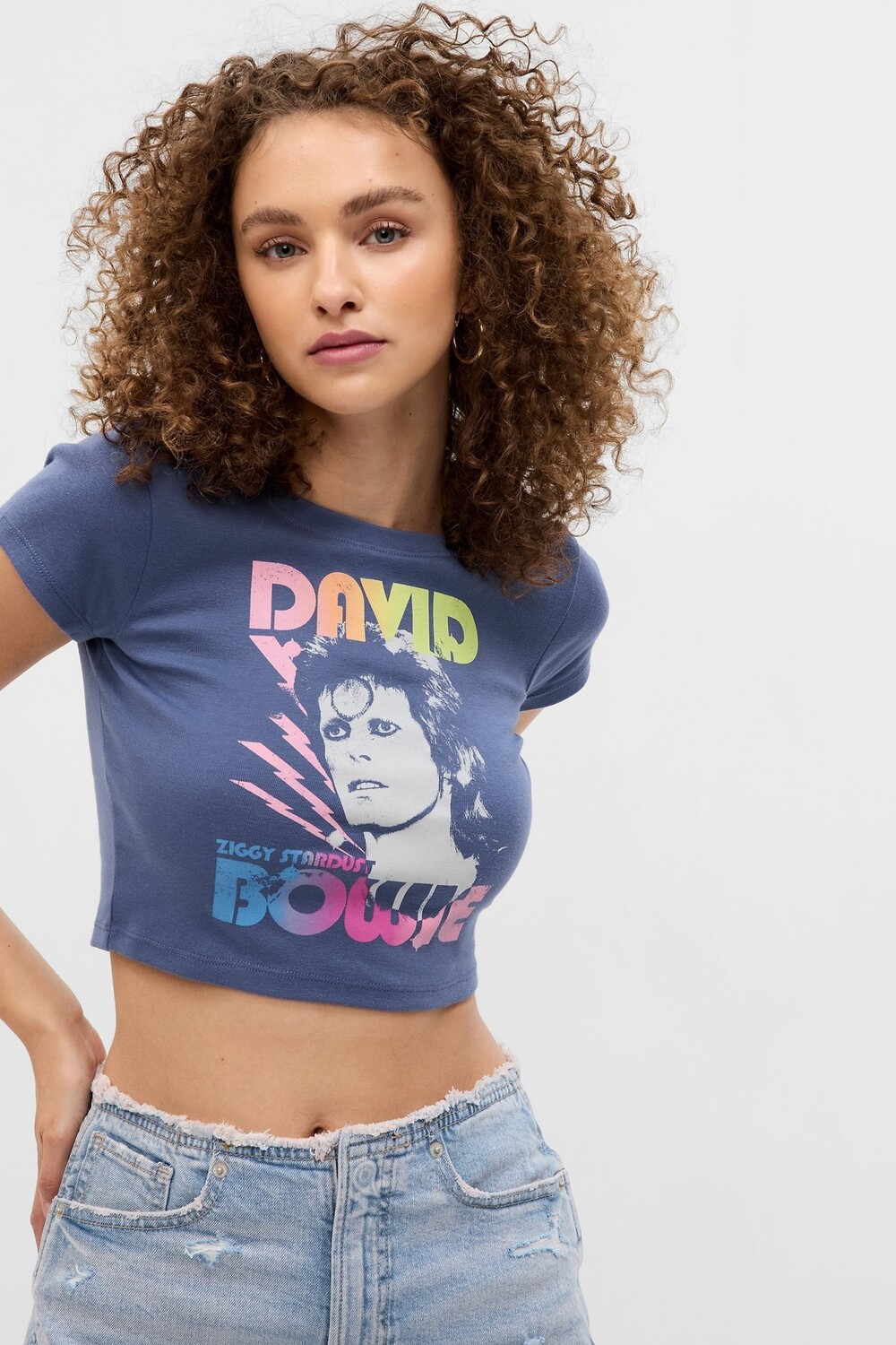 

Укороченная футболка David Bowie с графикой Gap, синий