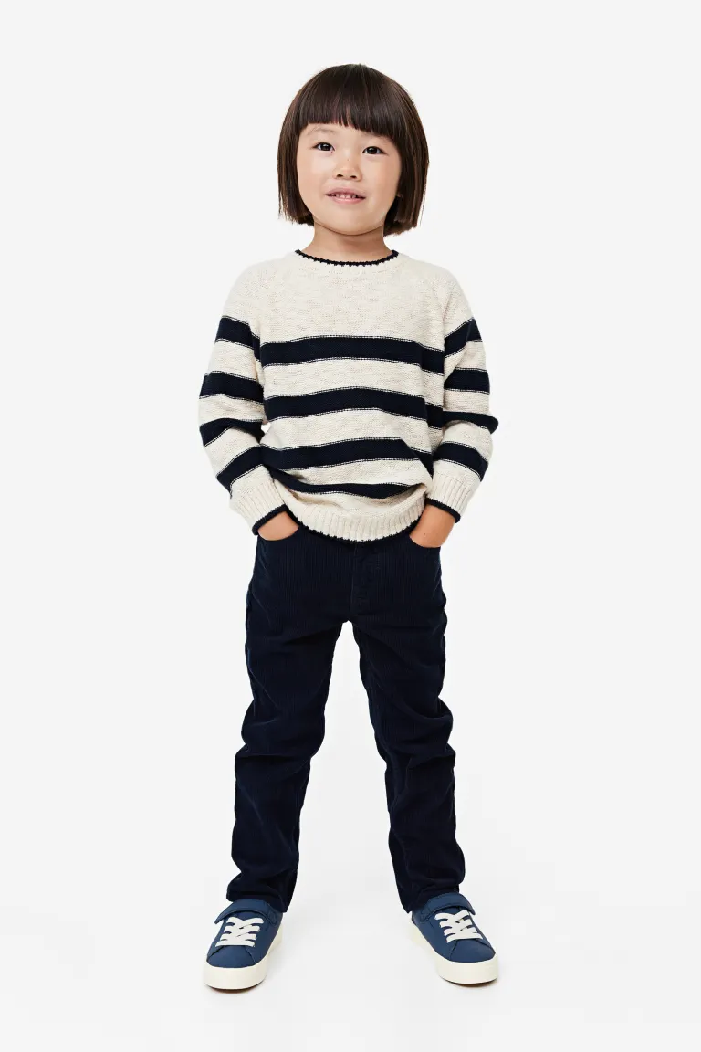 

Вельветовые брюки slim fit H&M, синий