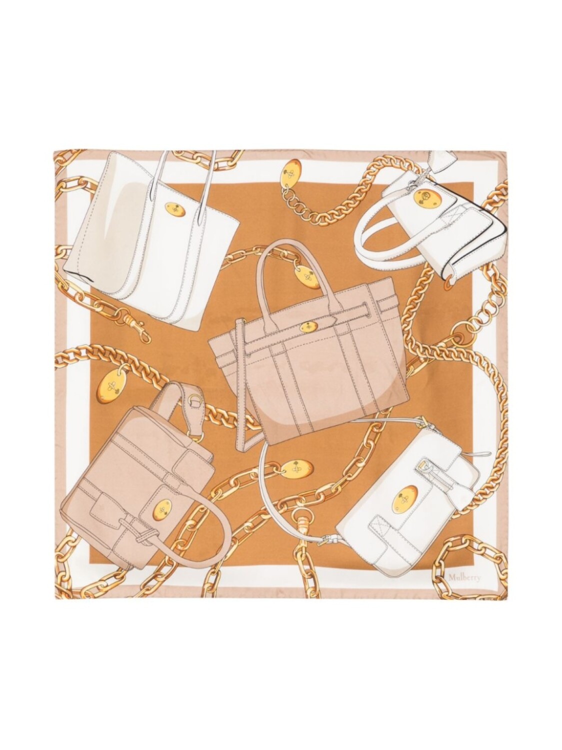 

Mulberry шелковый платок Bayswater с графичным принтом, коричневый