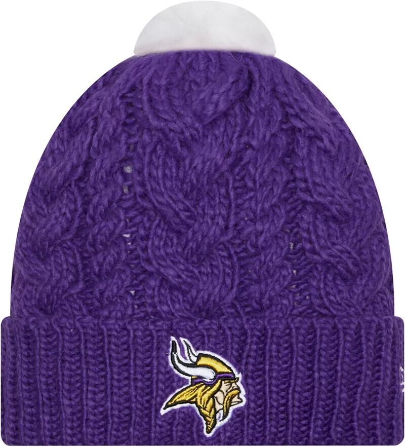 

Женская вязаная шапка с помпоном New Era Minnesota Vikings