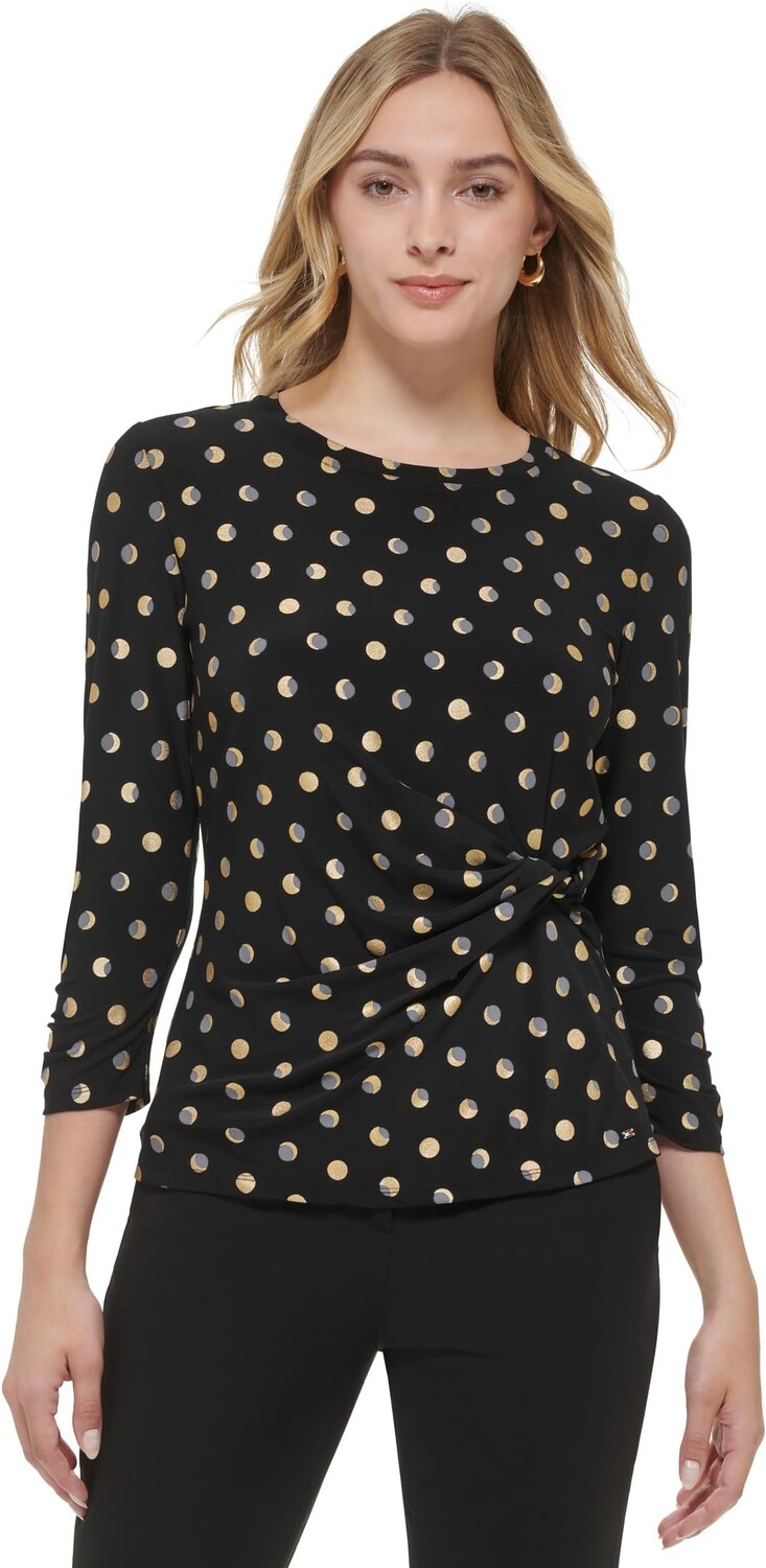 

Топ Tommy Hilfiger Crew Neck Dot Top, цвет Black Multi