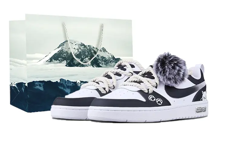 

Кроссовки Nike Court Borough Skateboarding Shoes Women's Low-top White, черный