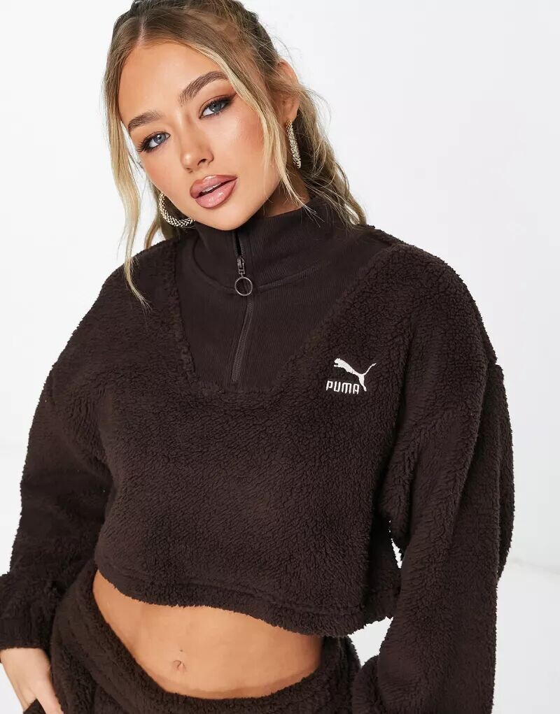 

Толстовка из овчины PUMA Classics Cozy Club на молнии до половины, темно-шоколадно-коричневый, эксклюзивно для ASOS