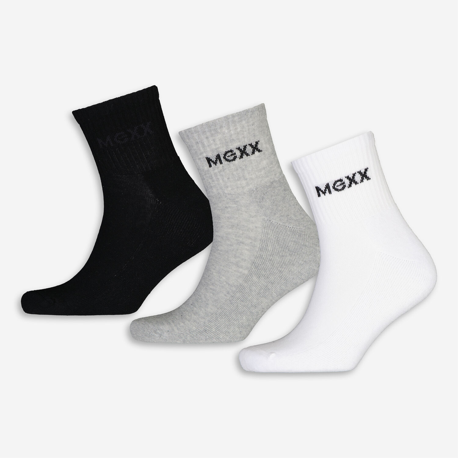 Три пары носков с разноцветным логотипом Mexx