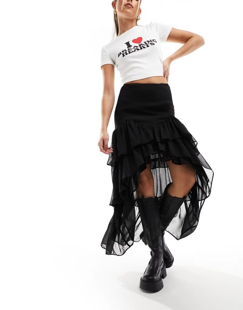 

Шифоновая юбка макси с асимметричным подолом Miss Selfridge