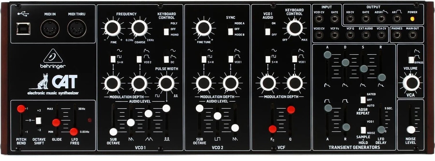 

Настольный дуофонический модуль аналогового синтезатора Behringer CAT