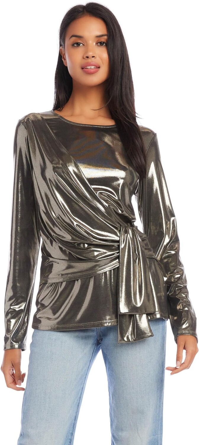 

Топ с драпировкой спереди Karen Kane, цвет Metallic