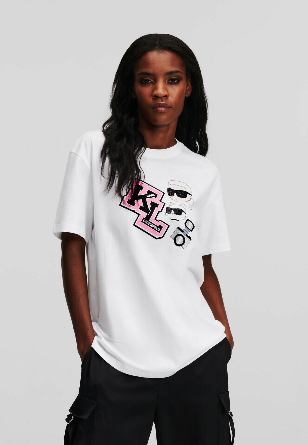 

Футболка с принтом IKONIK VARSITY TEE KARL LAGERFELD, белый