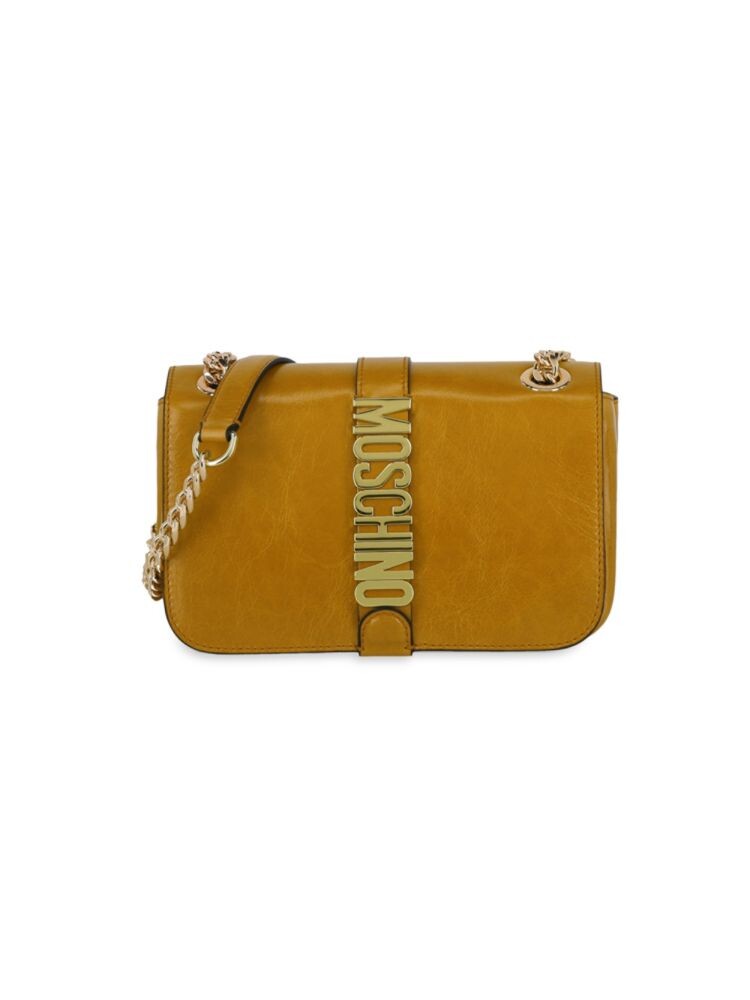 

Кожаная сумка через плечо с логотипом Moschino, бежевый