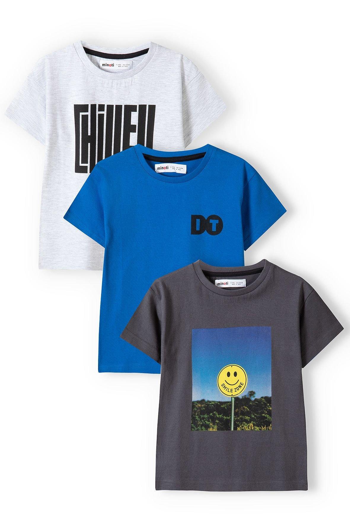 Комплект из трех футболок Minoti, синий комплект из трех футболок с высоким воротником 2 года 86 см синий