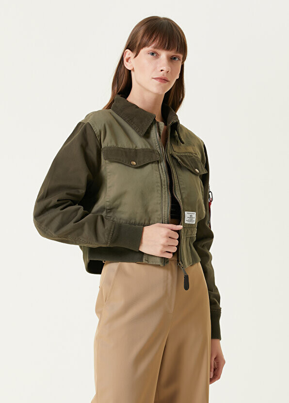 

Зеленая классическая куртка с воротником Alpha Industries, Зеленый