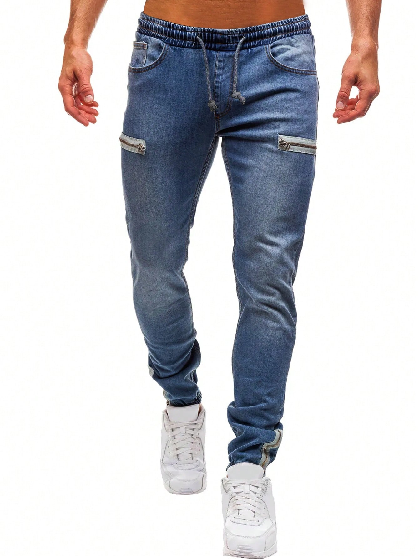 Мужские джинсы Manfinity LEGND с завязками на талии и манжетами, синий